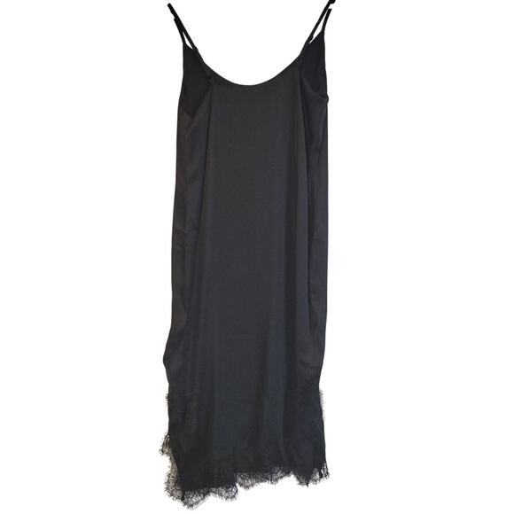 Black Slip Dress Eyelash Lace 90s Whimsigoth LBD Cocktail Party Fairy Y2K Size S - Picture 2 of 10
